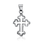 Openwork trefoil Orthodox cross pendant, 925 silver, Jerusalem